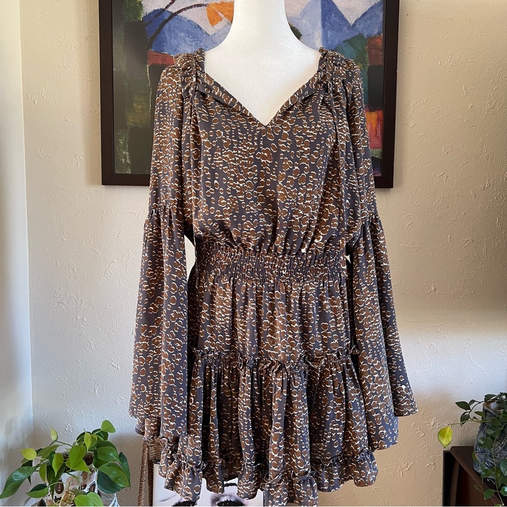 Buddy Love Zozo Elastic Waist Ruffle Bottom Mini Dress Size Medium
